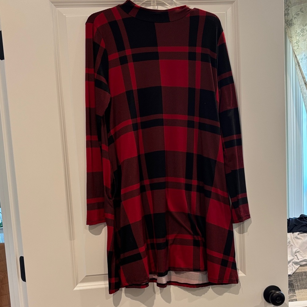 4 for $20 Sale - Red and Black Plaid Long Sleeve Dress